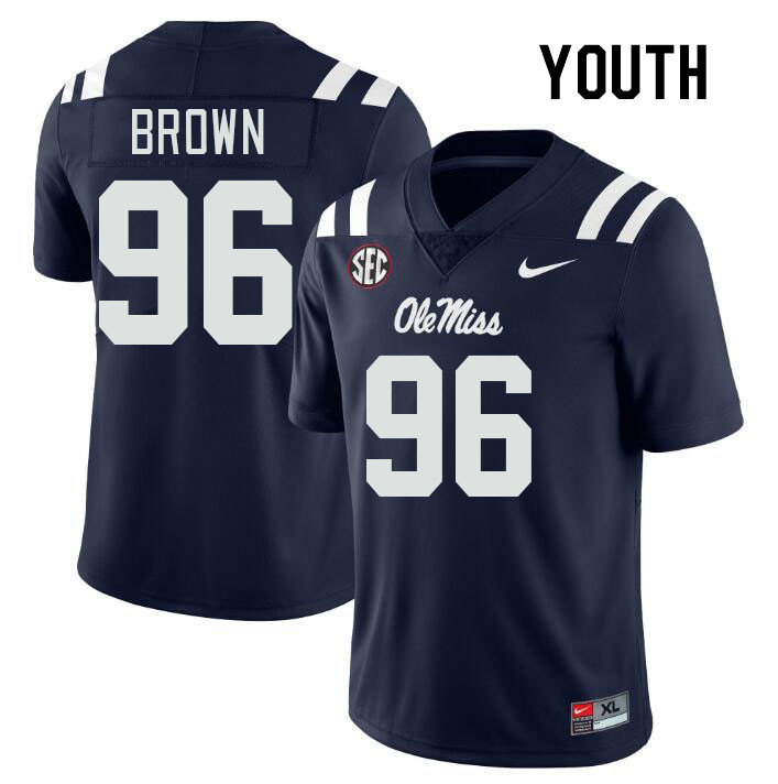 Youth #96 Jamarious Brown Ole Miss Rebels College Football Jerseyes Stitched Sale-Navy - Click Image to Close